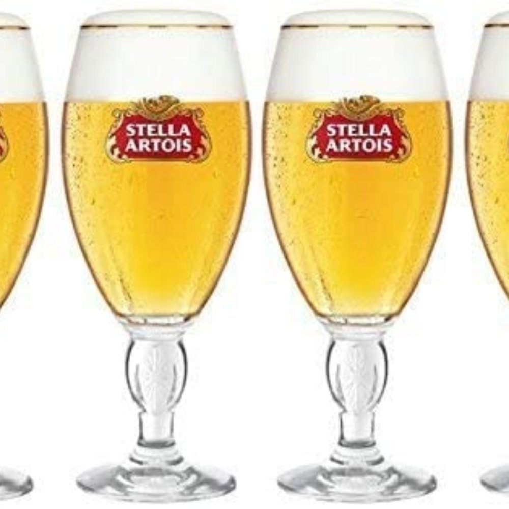 4 x Stella Artois 9-Step Home Pouring Kit ( 4 x Chalice Glasses, 33 Centiliter)